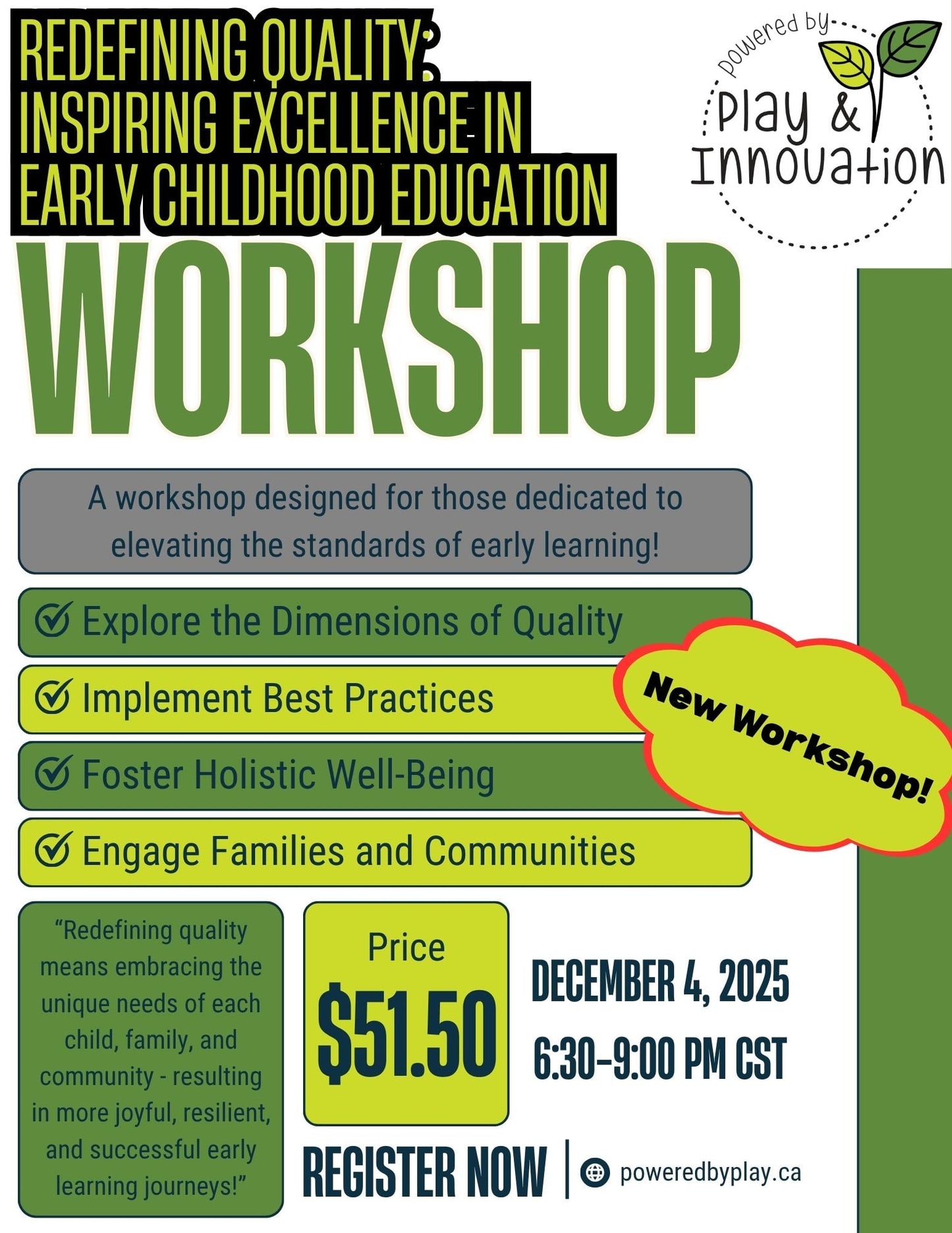 Redefining Quality: Inspiring Excellence in Early Childhood Education - Online